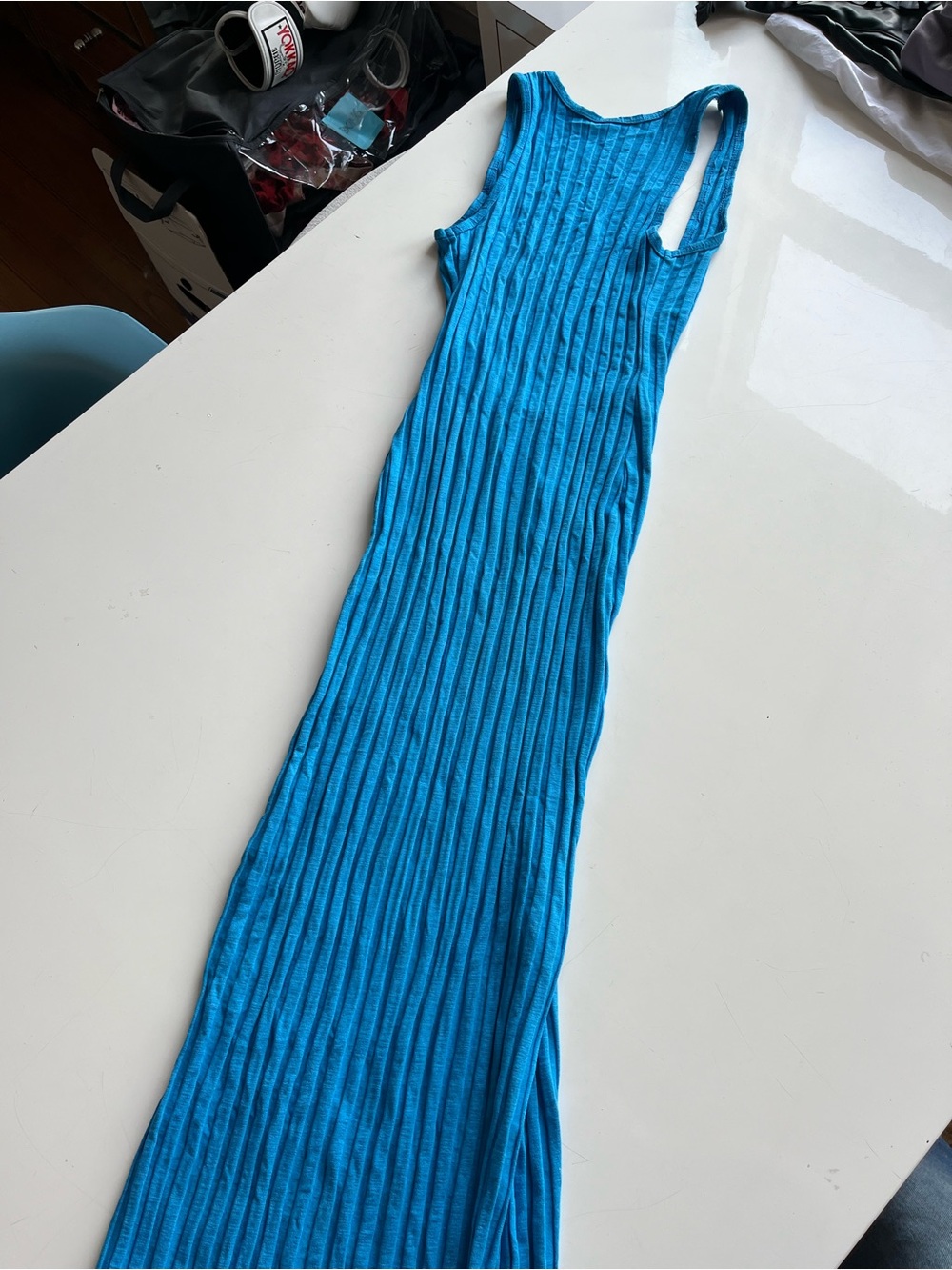 Simon Miller Ribbed Maxi Tank Dress in Turquoise Blue - Picture 2 of 6